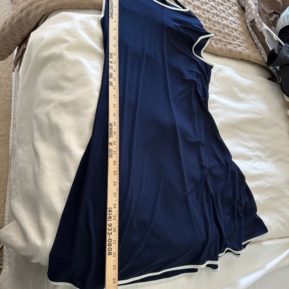 NIK AND NASH WOMEN'S NAVY WITH WHITE PIPING CAP SLEEVE DRESS XL - Picture 3 of 8